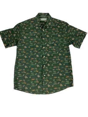 Alex Cannon Sz L 100% Cotton VW Bug Van Surfboard Print Beach Vacation Shirt